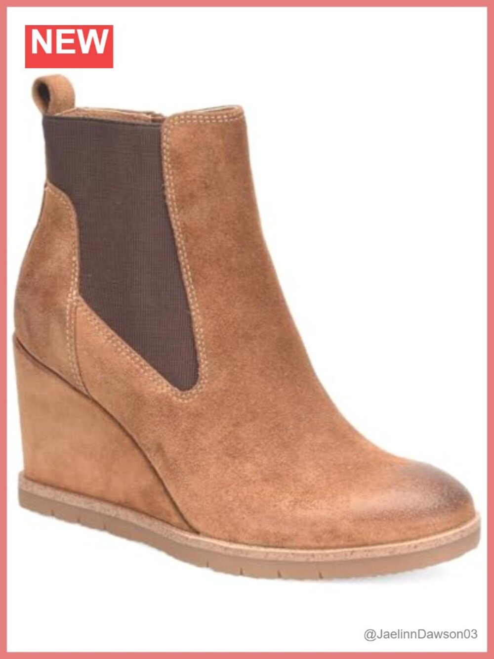 Waterproof Suede Leather Chelsea Boot Ankle Zipper Wedge Heel